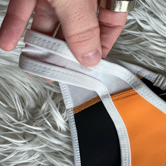Hoaka Swimwear Orange Bikini Bottom Size M/L Low Cut Cheeky Fit White Trim - Picture 4 of 6